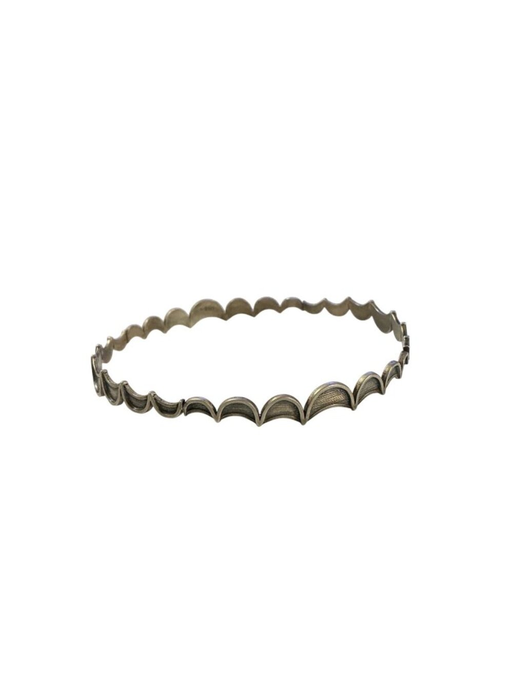 Vintage Sterling Silver Scalloped Crescent Moon Bangle Bracelet Signed B Sterlin - Picture 2 of 6